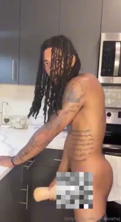 Stroking my toy until i bust all over my kitchen floor let a real 