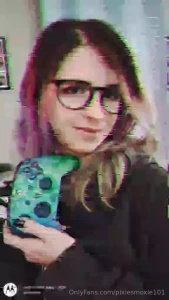 Pink hair comfy setup and ready to game or maybe just pose for you