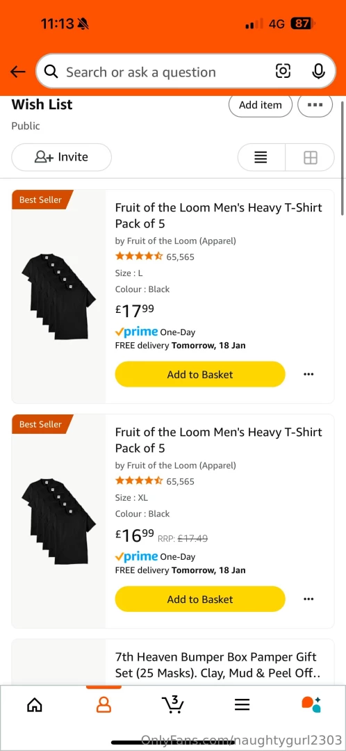 If anybody is able to buy the 2 sets of t shirts in my wishlist to 