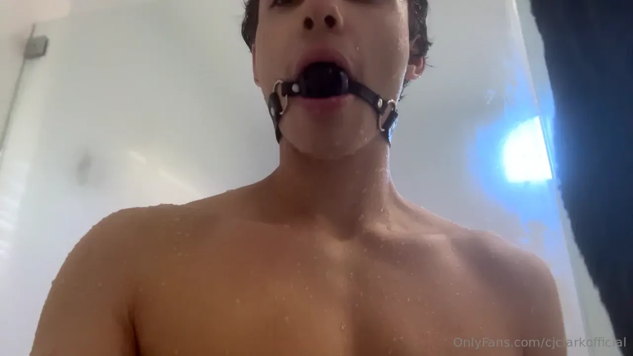 Ball gag in my mouth playing with my rainbow dildo and showing you my part 1 