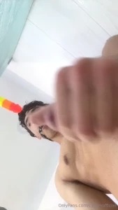 Ball gag in my mouth playing with my rainbow dildo and showing you my part 2