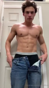 Trying on clothes in a dressing room