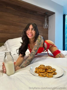 Who doesn t like milk cookies and a smokin hot babe in their bed