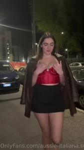 Naughty flashing my titties on the street