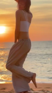 Beach vibe skinny tanned sexy dance sunset beach hot pretty petite