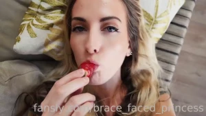 Yummy subscribe to see my pretty face while i indulge in strawberries
