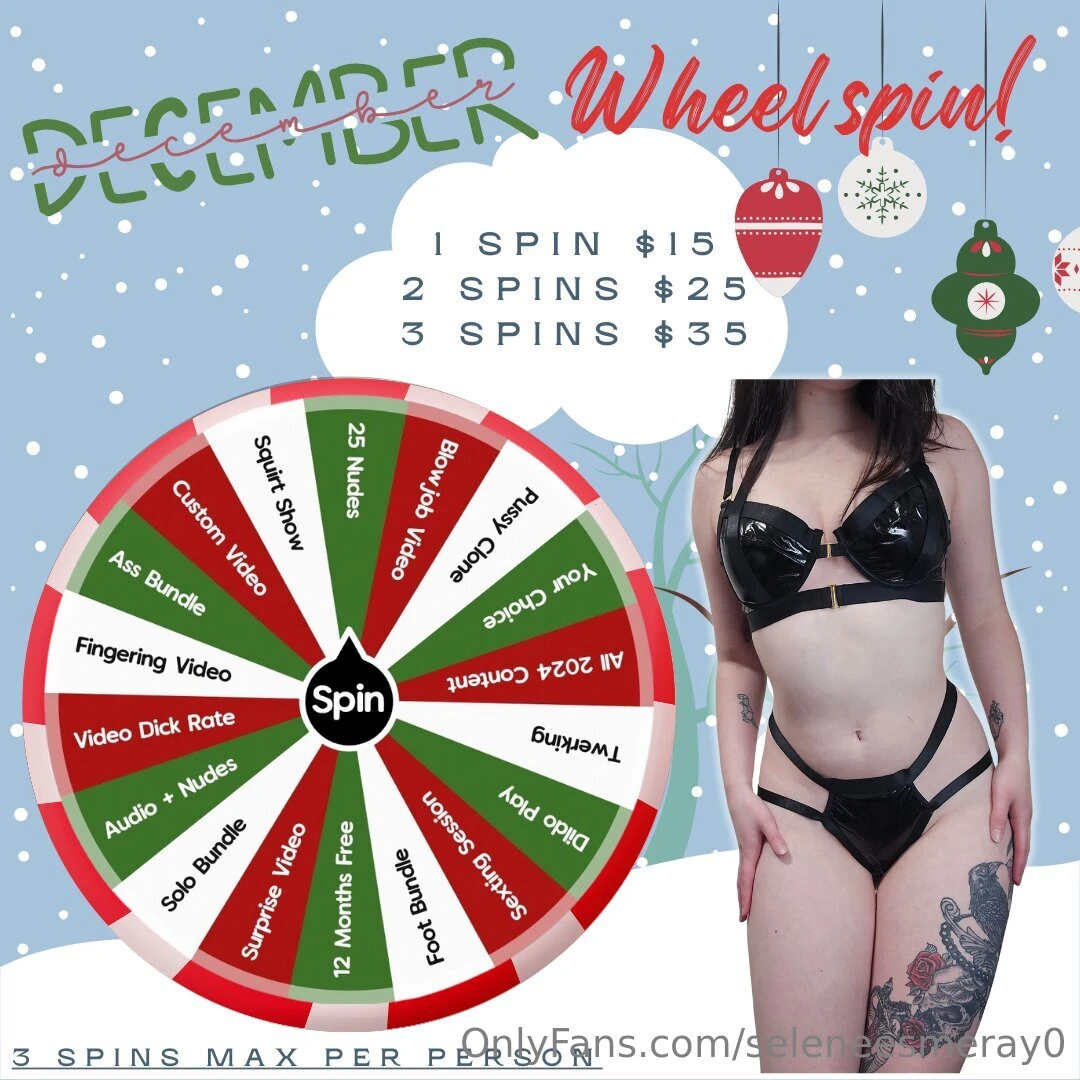 December wheel spin spin to win one of the sexy things on the wheel 