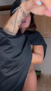 Playing with a milky condom