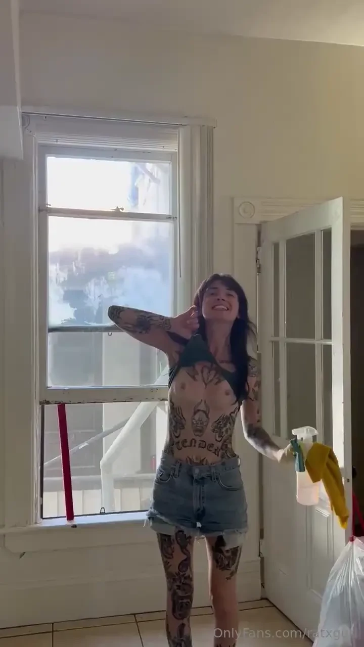 Hot and sweaty cleaning my besties place and she caught me airing out 