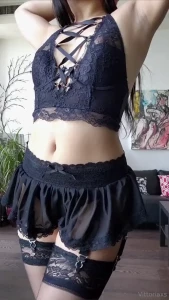 I was really feelin myself in this little skirt and stockings are you