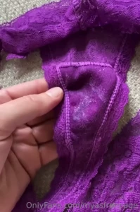 Purple lace panties worn all day including the gym and played with