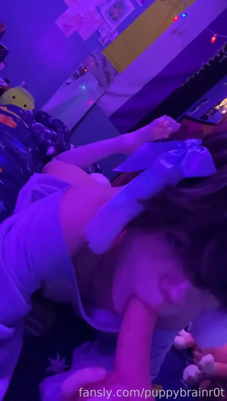 Watch an adorable bunny give a blowjob while he wiggles his cute 