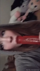 Daddy s barely legal babygirl sucking a big dildo tried a new look