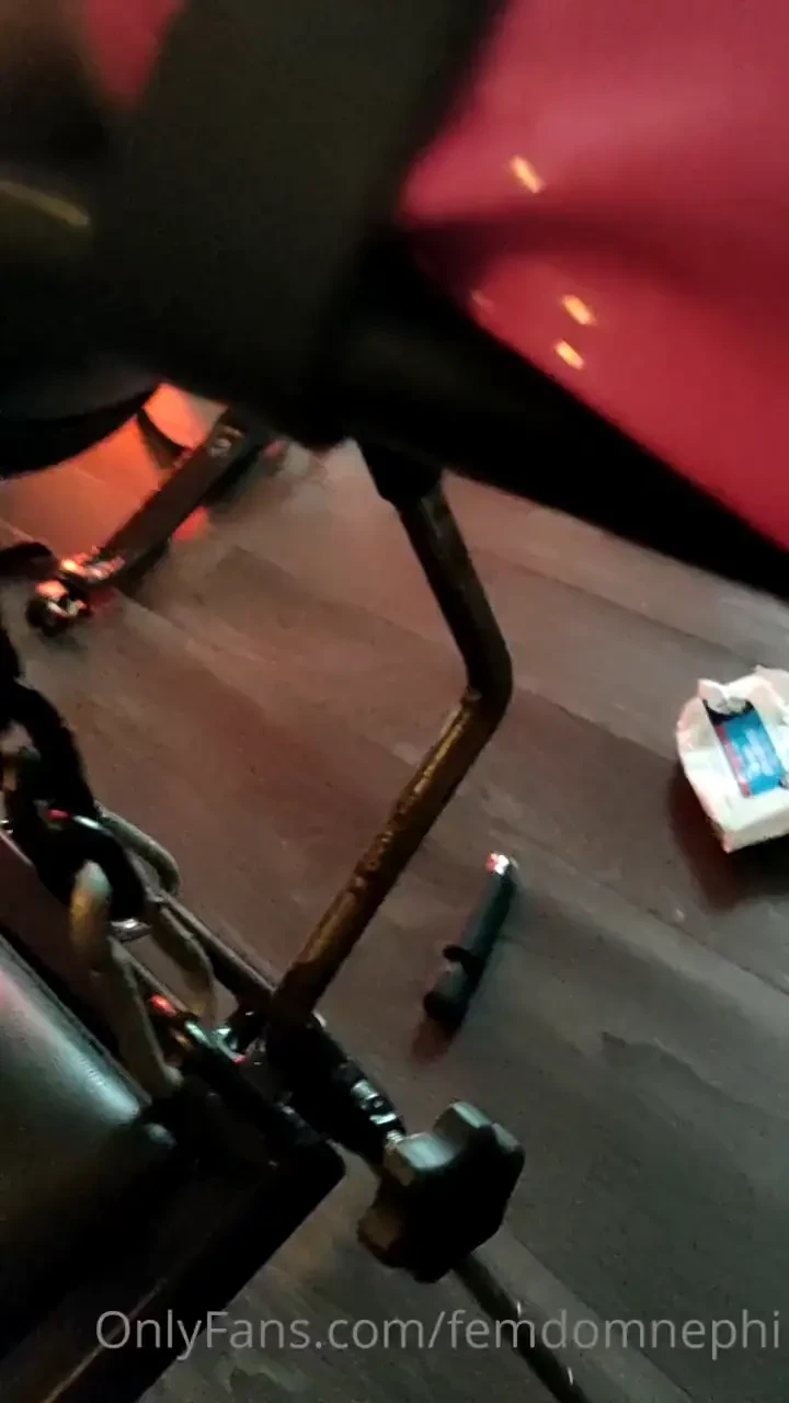 Easing my piggy slut onto my strap as their caged clit leaks their 