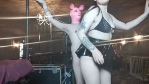 Piggy had been fucked with my strap and played with in various other