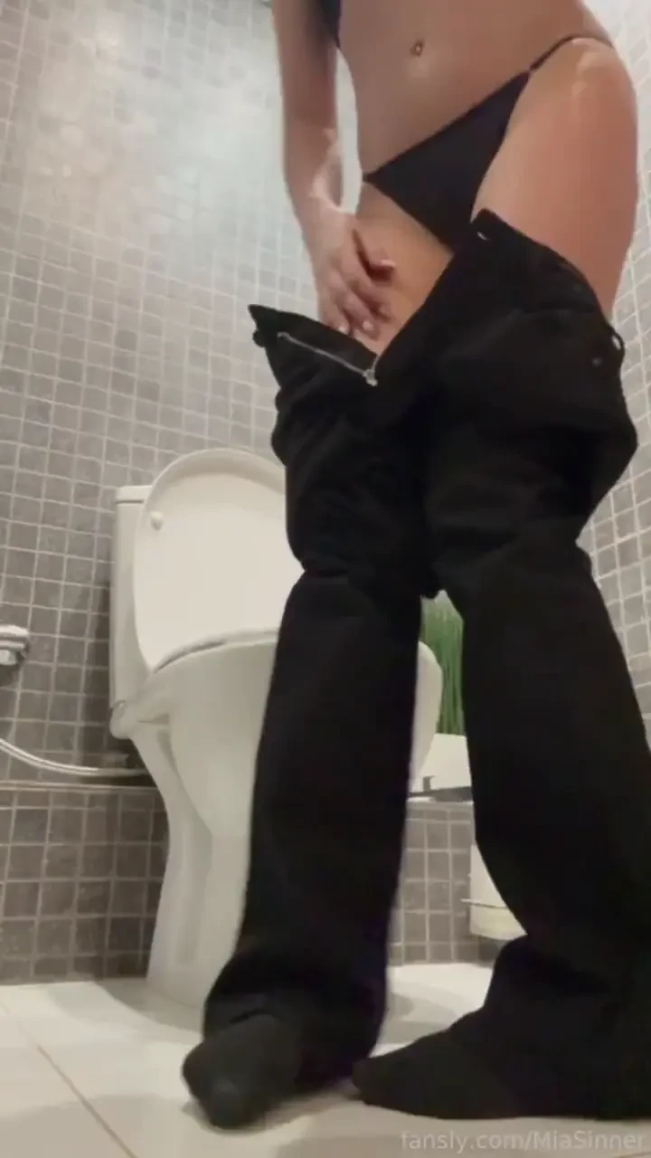 Public toilet plug play in the privacy of a public bathroom i lower my 