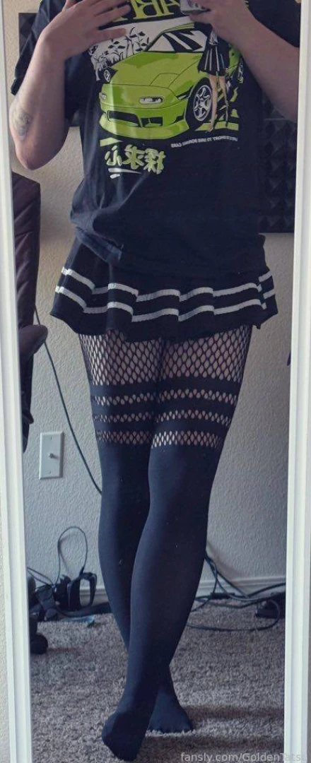 Rip the fishnets and fuck me femboy thicc thighhighs skirt 