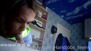 18 year old masturbates cock without paying attention to him