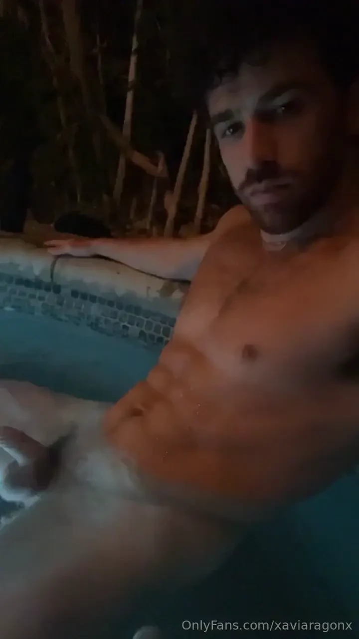 Blue jacuzzi lighting really sets the mood 