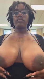 Tits out at work part 3