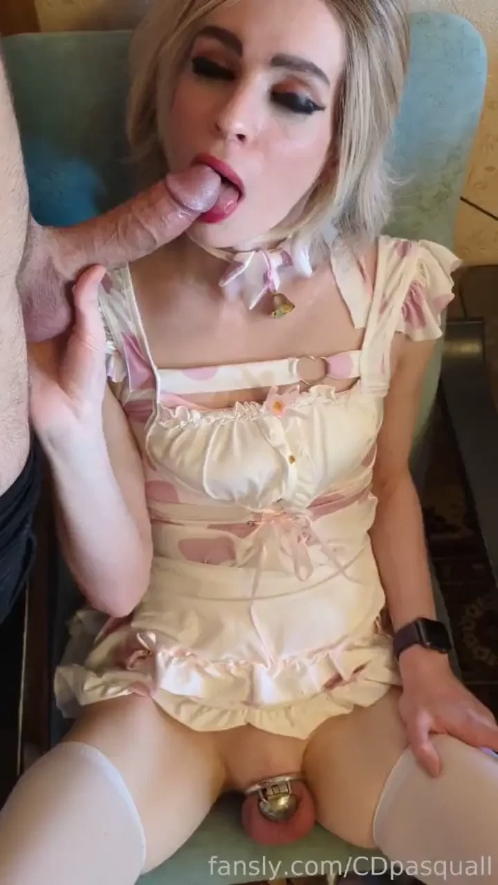 Sucking my daddys cock in chastity belt sissy chastity femboy ts 