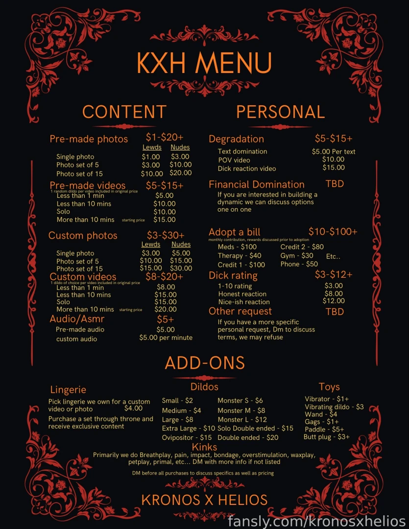 Hey sluts we made a menu if you would like to buy custom content or 