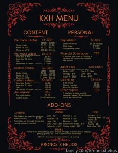 Hey sluts we made a menu if you would like to buy custom content or