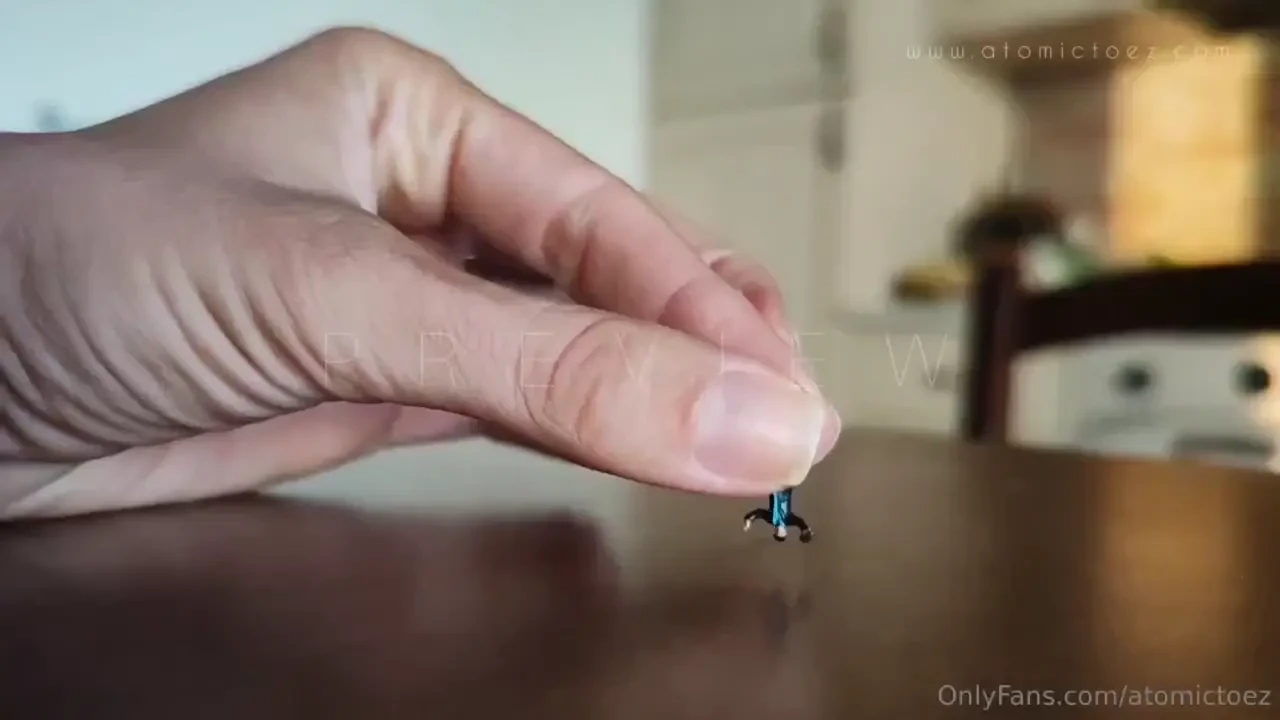 Giantess found a little tiny and decided to explore what he feels like 