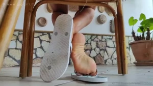 Get under the chair and watch my flip flop soles full version is also