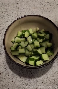 Mmmm a nice light salad of cucumber and olive oil think my cunt is