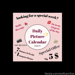Offer special specials daily picture calendar message private secret