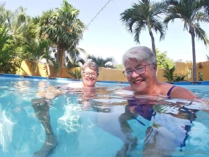 Us fungrannies are modeling our new swim tops that s right all top no part 2