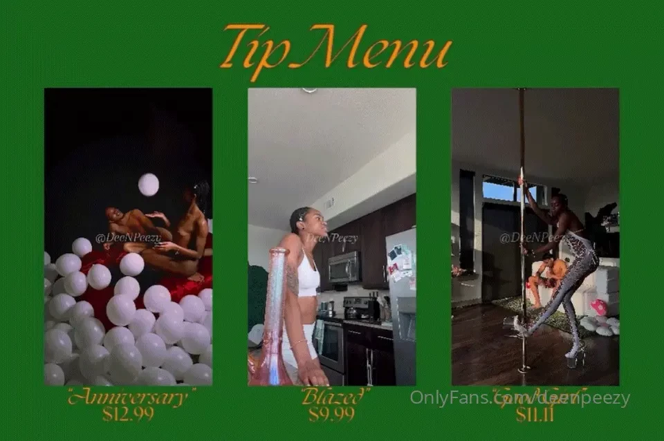 Updated tip menu with our hottest videos of the month scroll to see 