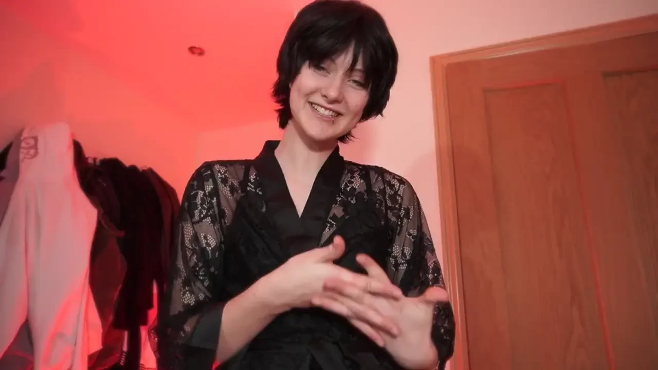 15 min slow sexy striptease in my lovely lacy robe tags ftm transman 