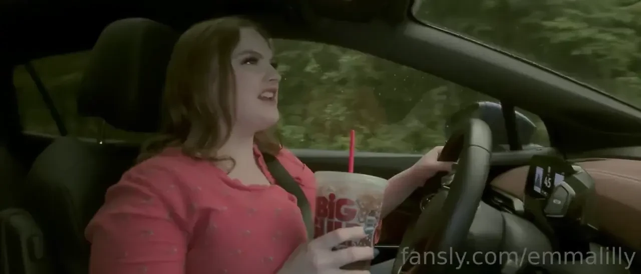 Emma is annoying she speeds in the rain while she slurps down huge 