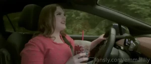 Emma is annoying she speeds in the rain while she slurps down huge