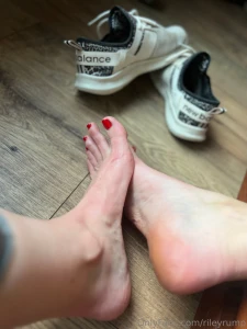 Feet freshly out of my tennis shoes after an intense sweaty workout part 2