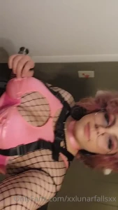 Throwback to my pink poodle outfit i wore to a kink event and tied