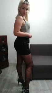 Sensual show part 8 i show you my nylon leather skirt and highells
