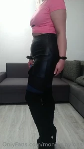 Sensual show part 14 i show you my nylon skirt and thigh boots