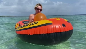 Hot day at the beach it s always a good time for blow to pop i love my