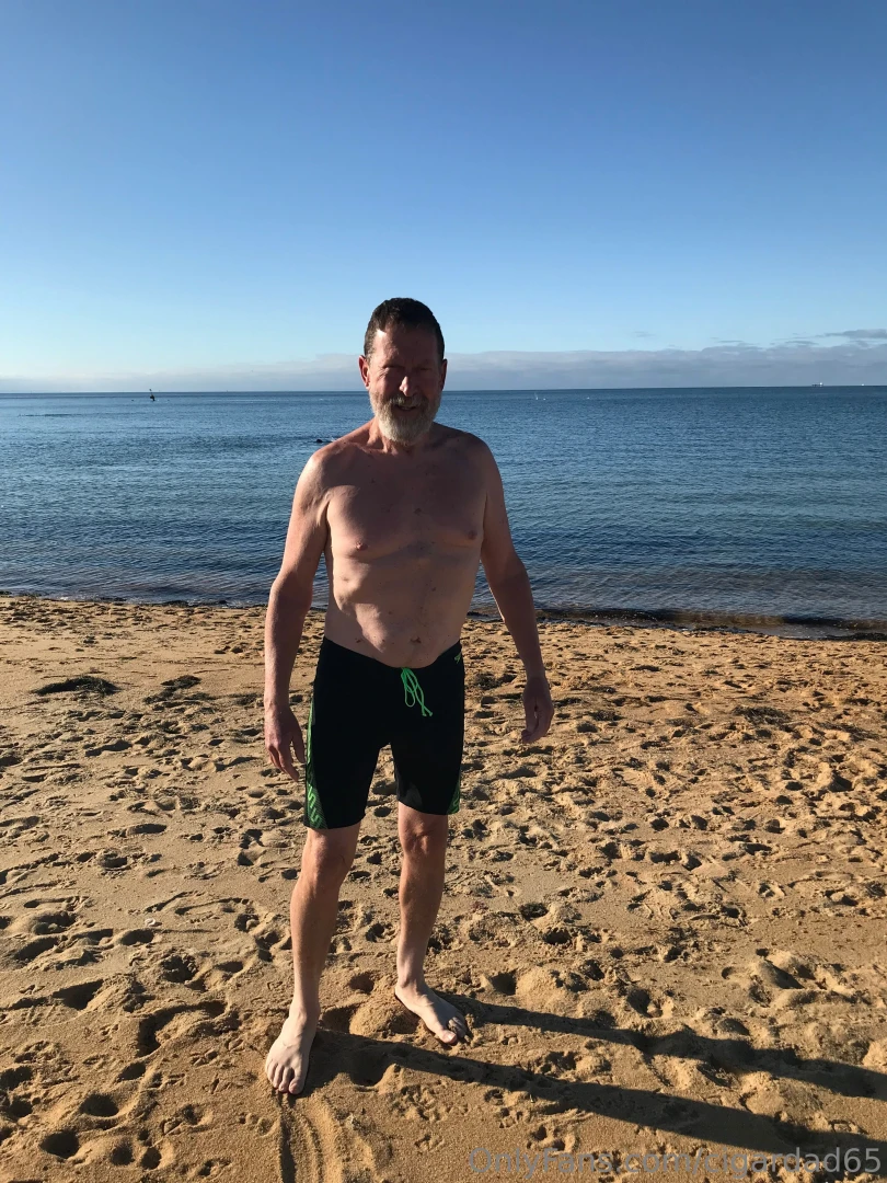 Dad went for an early morning christmas day swim at the beach 