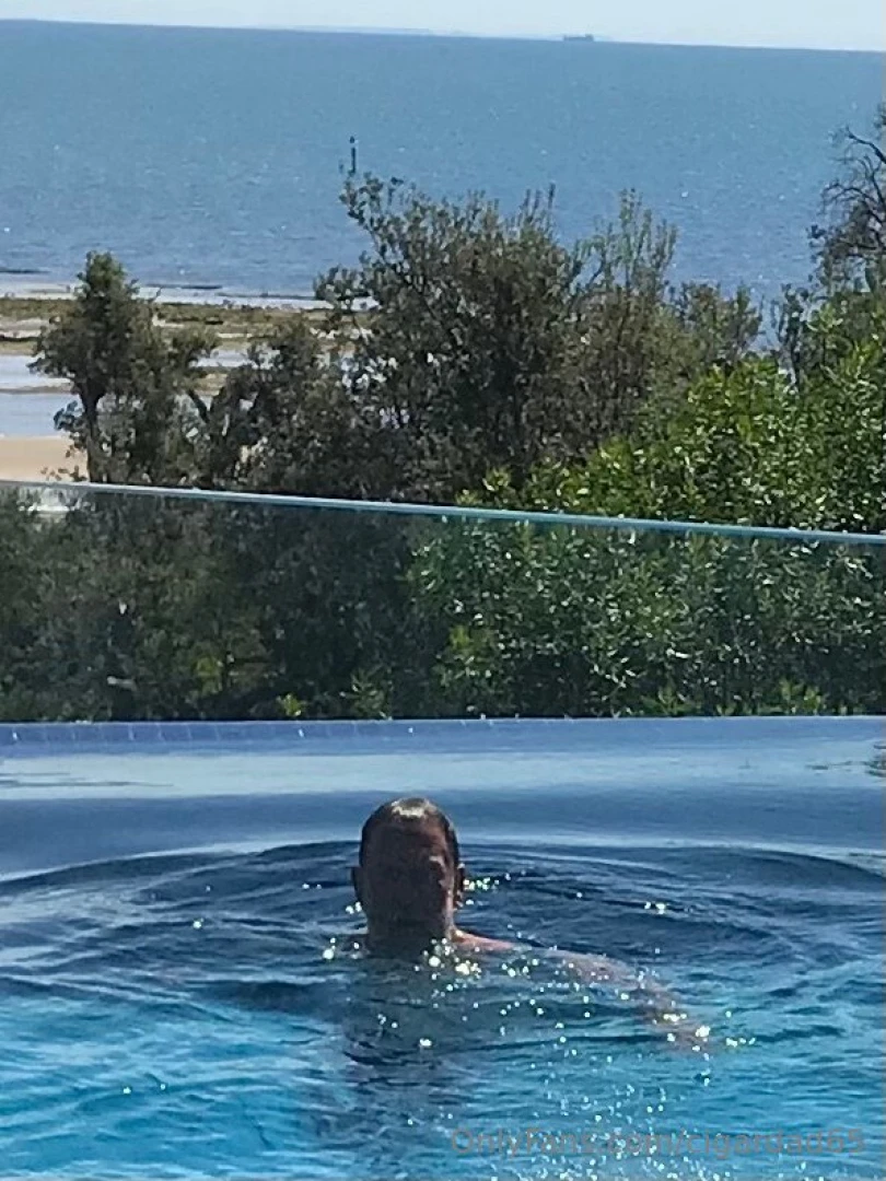 Get your gear off son and join dad in the pool skinnydipping naked 