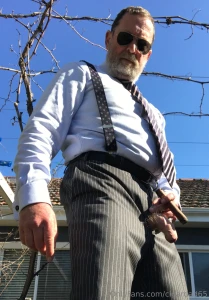 A man his cock and his cigar cockandcigar suspenders braces tie