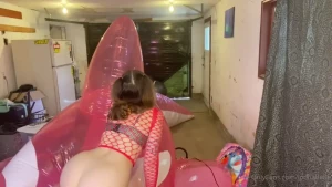 Watch loona - inflate this 5 metre pink whale - touch herself ontop of