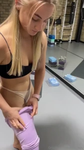 Trying on leggings