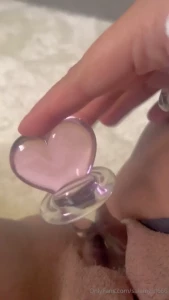 Okay here uu go go ahead and watch my glass toy slide in and out of me