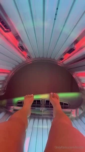 Using the tanning bed to warm up today