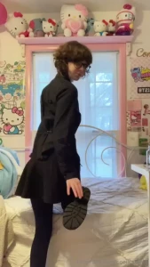 Slutty nerd strips and humps her pillow