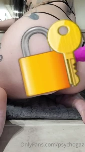 Unlock to watch me smack my ass with my purple dildo
